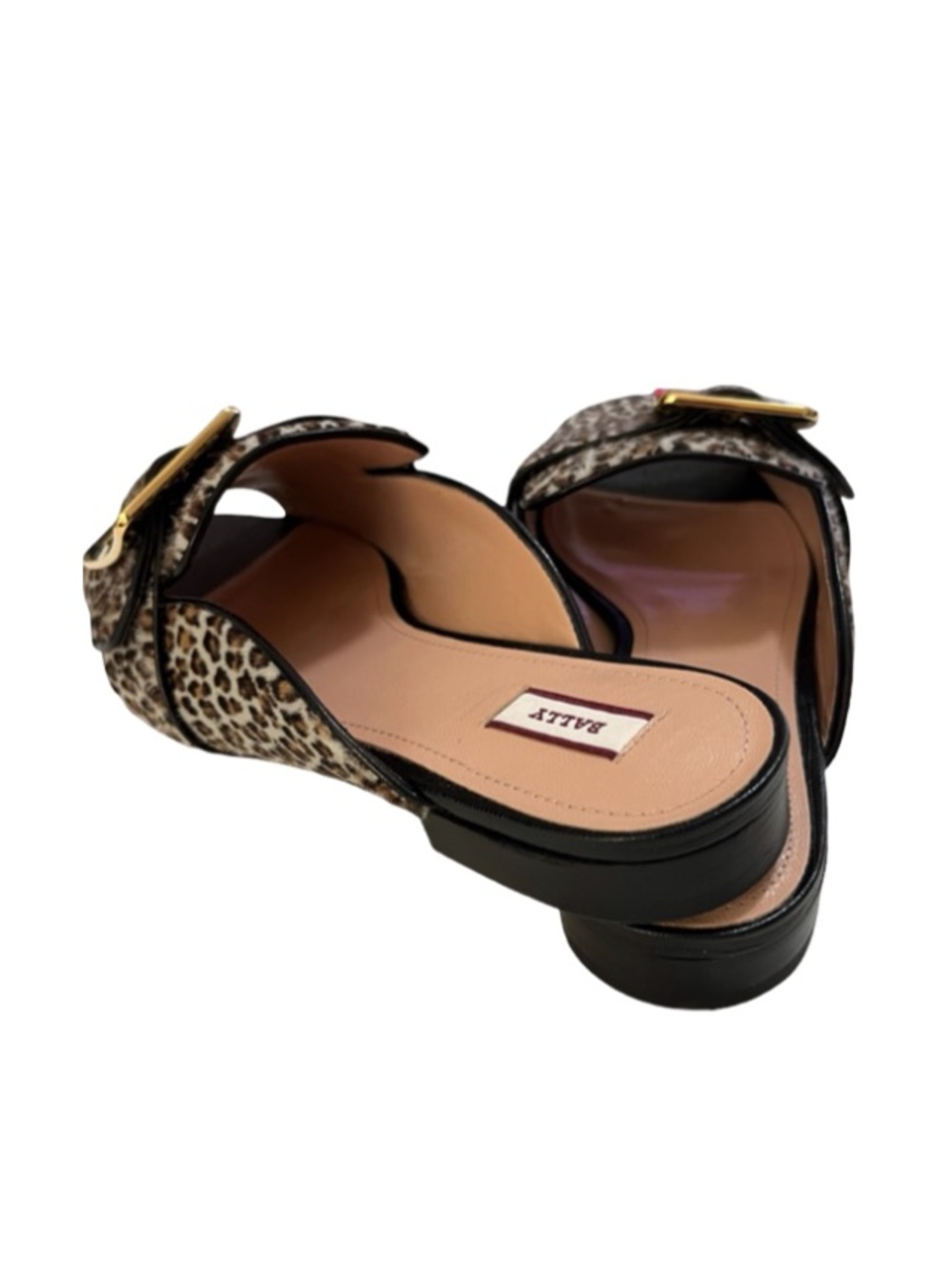 Bally Leopard Print Buckle Mule Sandals in Brown and Gold Size 391/2 - Picture 12 of 14